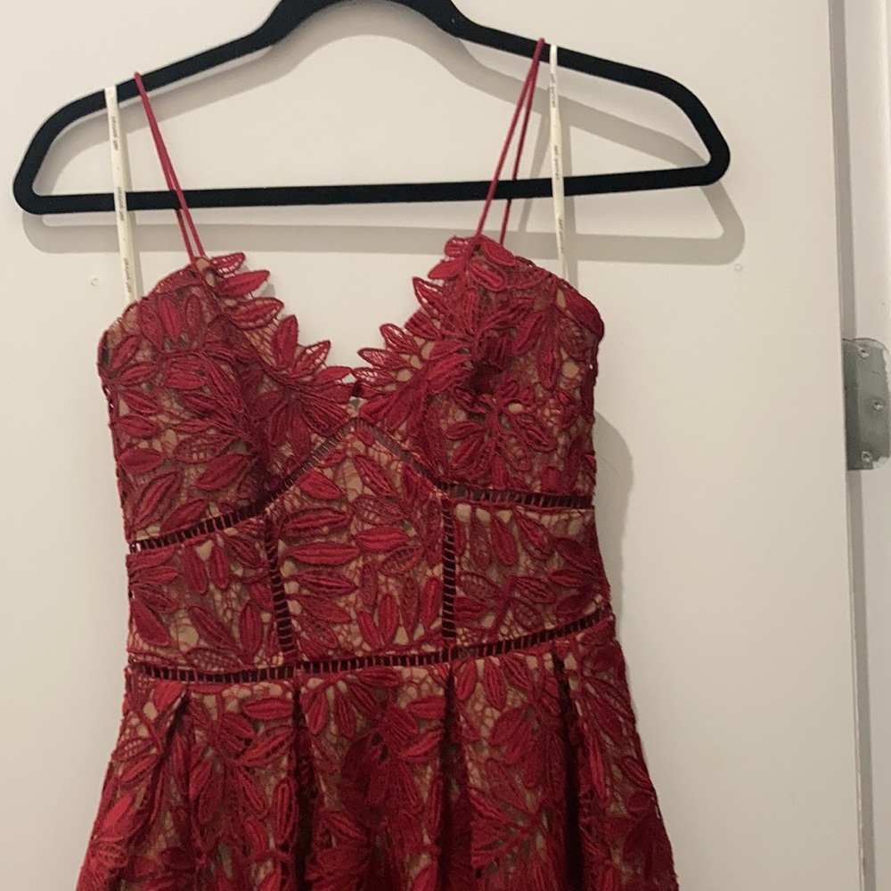 Self-Portrait Red Lace Midi Dress - Picture 7 of 12